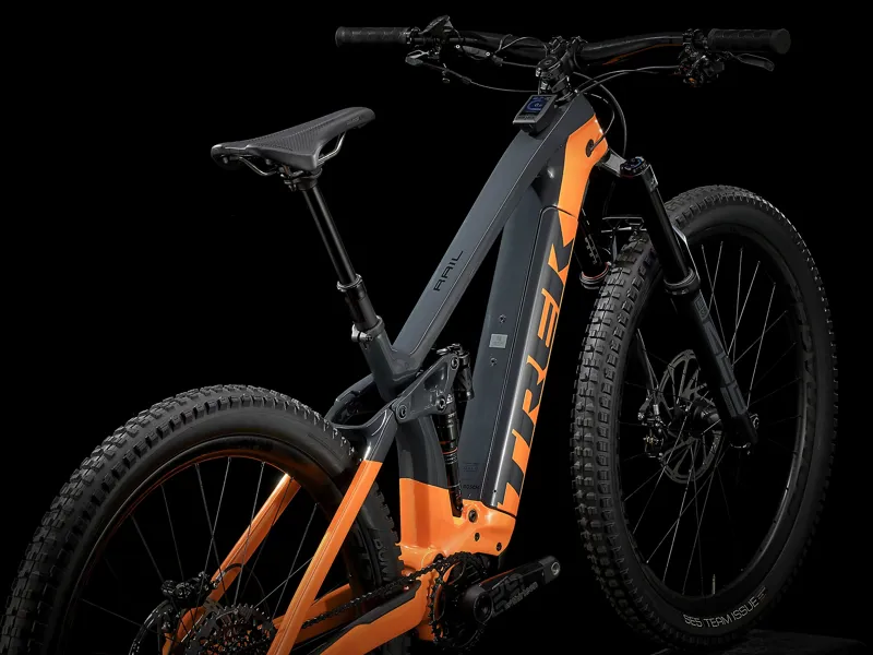 2021 Trek Rail 9.9 Electric Mountain Bike Solid Charcoal and Orange -1
